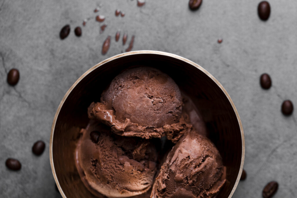 bowl with chocolate ice cream