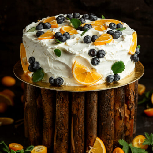 cake with cream blueberry lemon