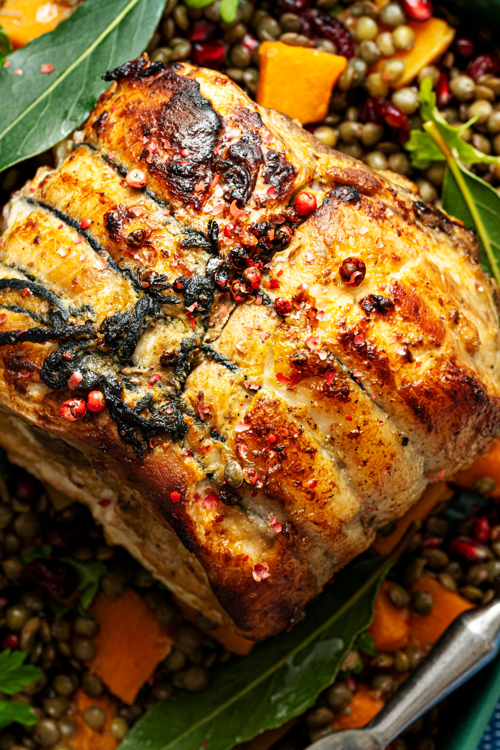 festive holiday dinner with roasted ham food photography