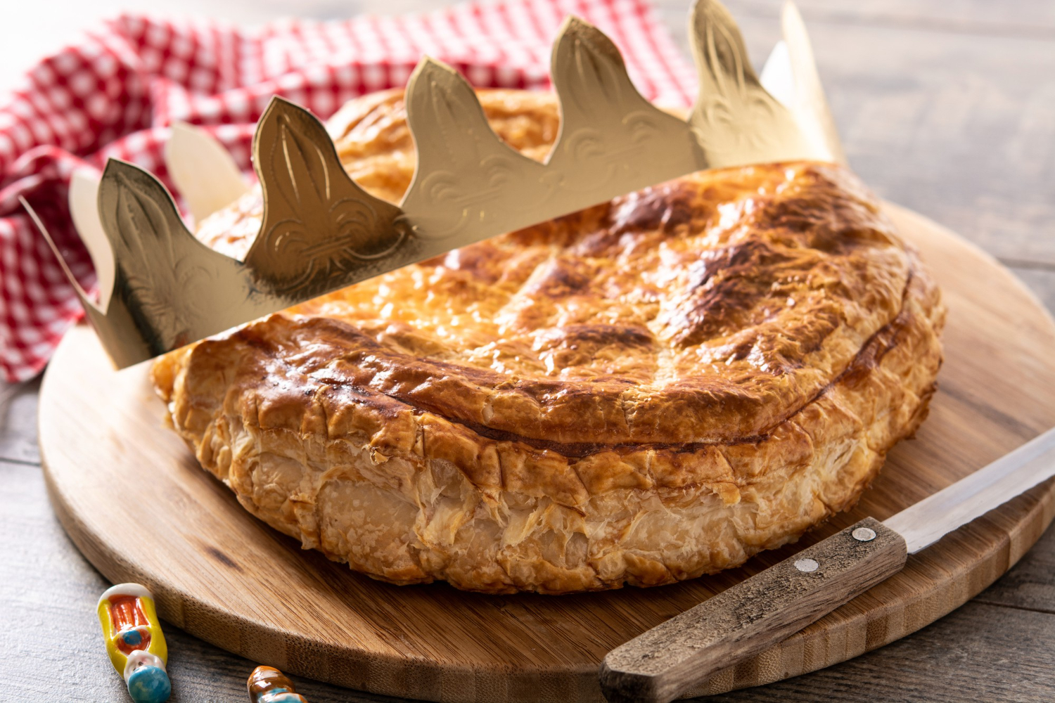 galette des rois wooden table traditional epiphany cake france