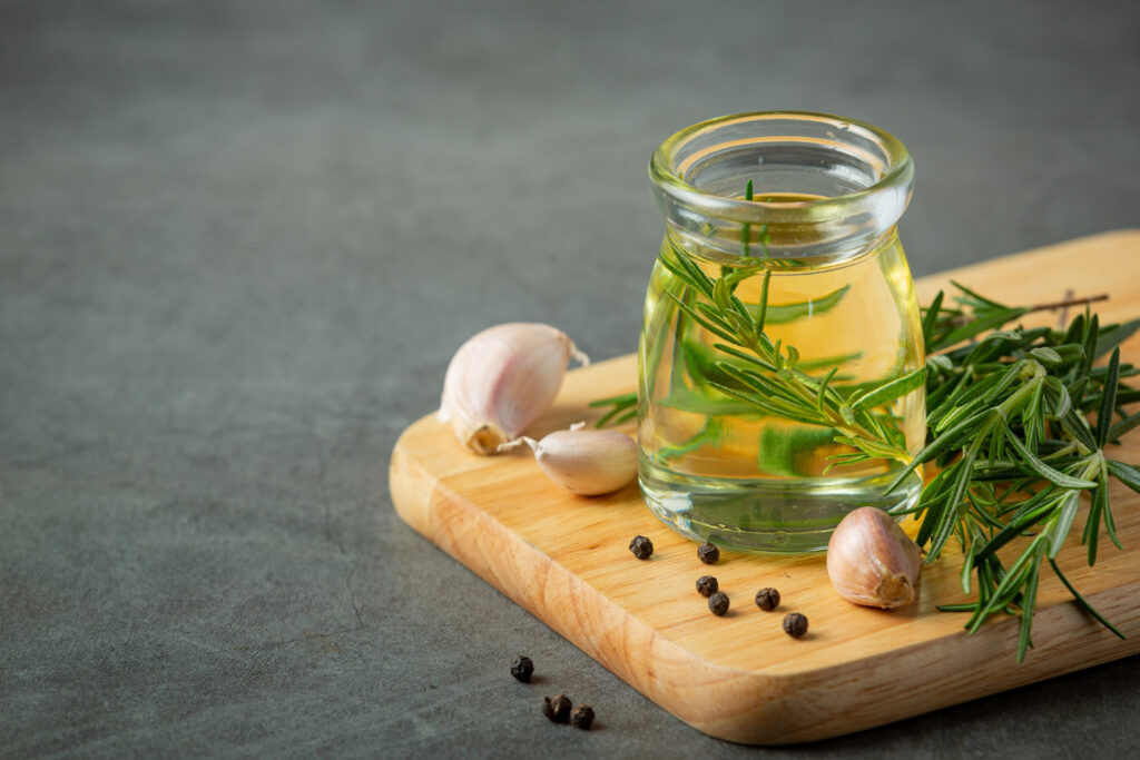oil with rosemary table