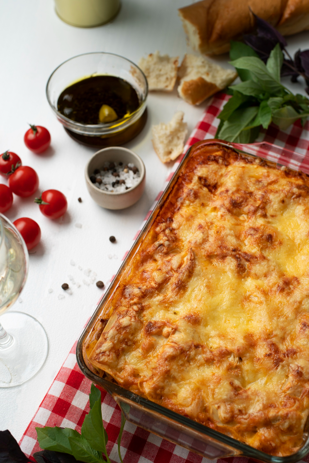 plate with delicious italian lasagne