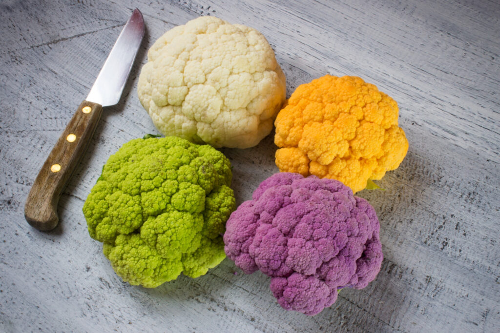 rainbow organic cauliflower from local market