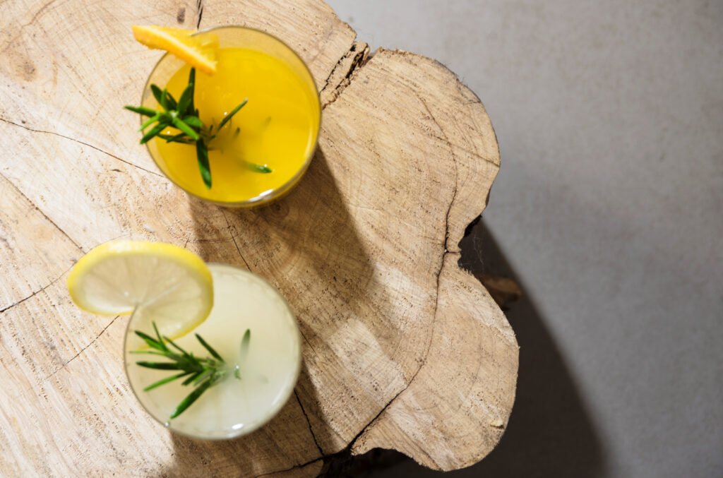 refreshing drink with orange lemon